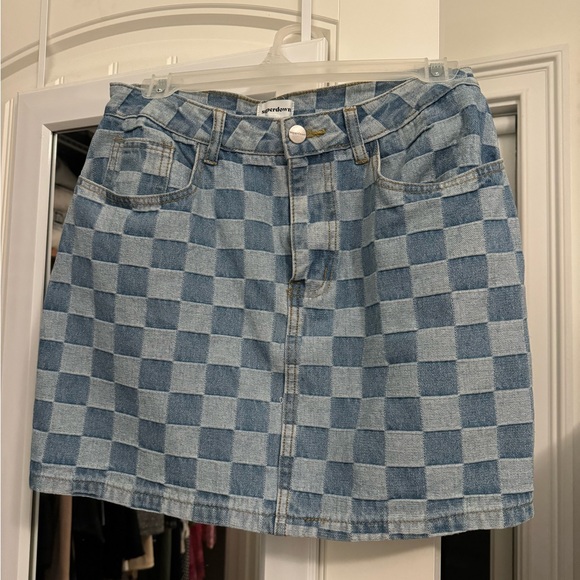 Light Blue Denim Skirt with Waistband - Picture 1 of 2